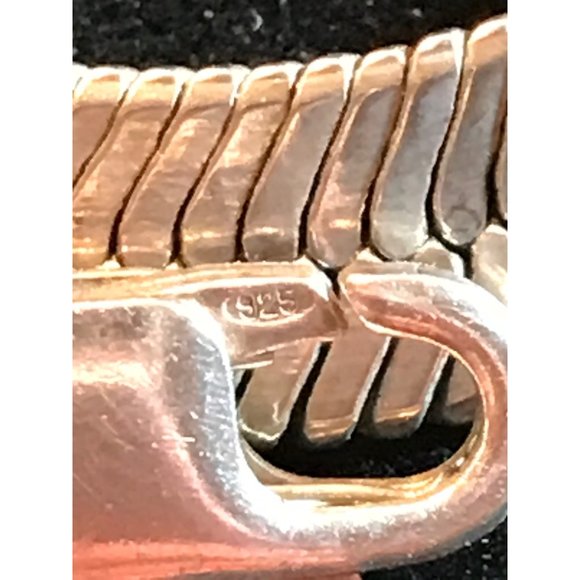 Necklace Thick Silver Vintage 925 Silver Thick 10MM 23 Inch Herringbone Chain - Picture 4 of 15